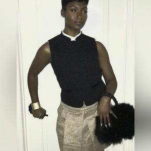 NWOT Vivienne Tam Gold Metallic Skirt